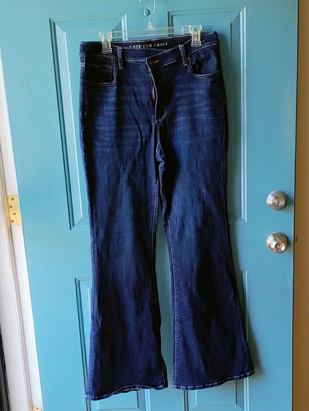 American Eagle Dark Indigo Super High Rise Flared Jeans